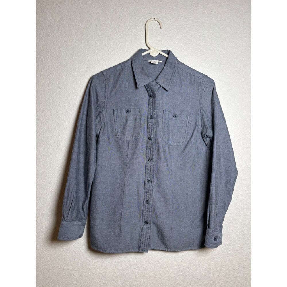 duluth trading co womens size xs gray button down flannel